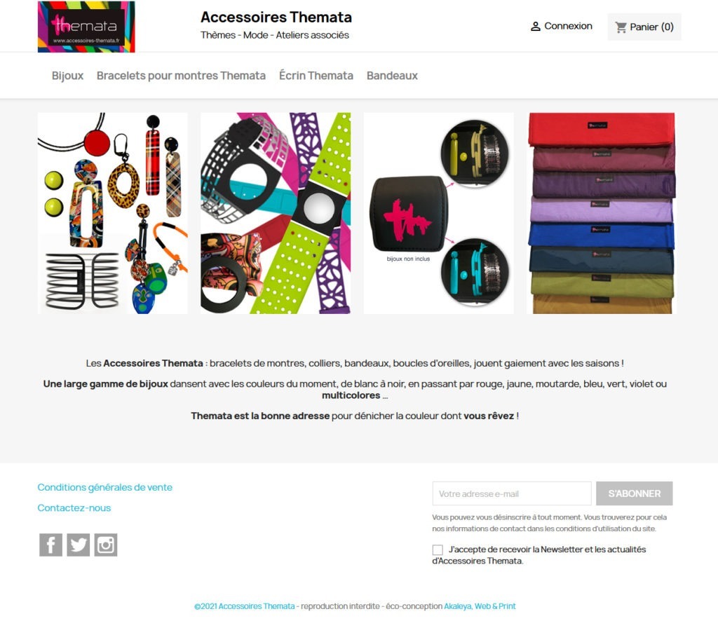 Boutique en ligne Accessoires Themata, créée par Akaleya